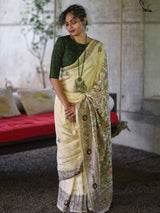 Women's Beige Mulberry Silk Saree