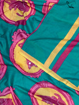Women's Green Mul Cotton Saree