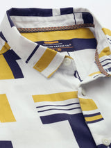 Men's Slim Fit Abstract Printed Half Sleeves Cutaway Collar Casual Shirt