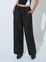 Women's Black Casual Boxy Fit Trouser