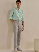 Men's Green Casual Slim Fit Solid Full Sleeves Shirt