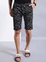 Men's Slim Fit Printed Mid Rise Shorts