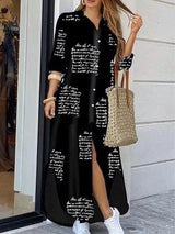 Women's Black Casual Relaxed Fit Printed Dress