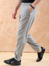 Men's Relaxed Cropped Solid Mid Rise Stretchable Trousers