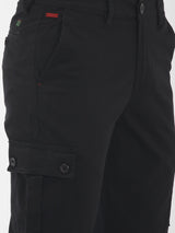 Men's Slim Fit Solid Mid Rise Cuffed Cargo