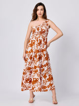 Women's Rust One Shoulder Maxi Dress