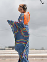 Women's Blue Modal Viscose Saree