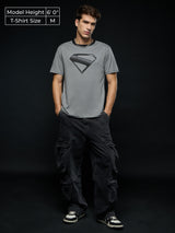 Men's Gray Casual Regular Fit Printed Half Sleeves Tshirt
