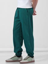 Men's Green Casual Relaxed Fit Textured Mid-Rise Jogger