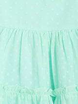 Girls Green Polyester Sleeveless Dress