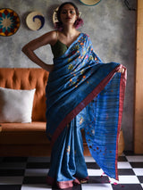 Women's Blue Silk Saree