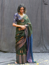 Women's Green Cotton Saree