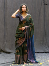 Women's Green Cotton Saree