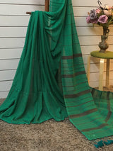 Women's Green Mul Cotton Saree