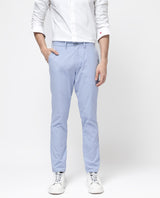 Men's Blue Casual Skinny Fit Solid Trouser