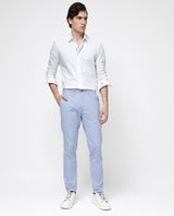 Men's Blue Casual Skinny Fit Solid Trouser