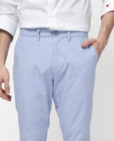 Men's Blue Casual Skinny Fit Solid Trouser