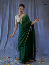 Women's Green Pure Cotton Saree