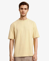 Men's Yellow Casual Oversized Fit Solid Half Sleeves Tshirt