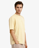 Men's Yellow Casual Oversized Fit Solid Half Sleeves Tshirt
