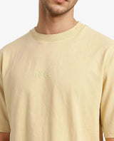 Men's Yellow Casual Oversized Fit Solid Half Sleeves Tshirt