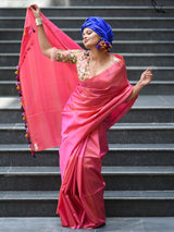 Women's Pink Silk Saree