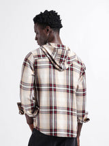 Men's Beige Casual Regular Fit Checked Full Sleeves Shirt