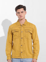 Men's Yellow Casual Solid Full Sleeves Shirt
