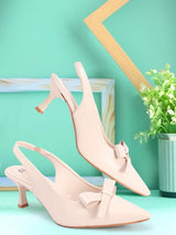 Women's Pointed Toe Bow Slingback Kitten Heel Sandal