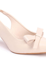 Women's Pointed Toe Bow Slingback Kitten Heel Sandal