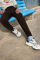 Men's Brown Casual Baggy Fit Solid Cargo