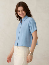Women's Blue Party Relaxed Fit Solid Shirt