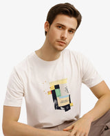 Men's White Casual Regular Fit Printed Half Sleeves Tshirt