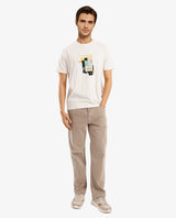 Men's White Casual Regular Fit Printed Half Sleeves Tshirt