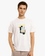 Men's White Casual Regular Fit Printed Half Sleeves Tshirt