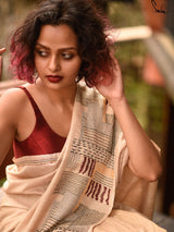 Women's Beige Silk Saree