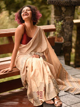 Women's Beige Silk Saree