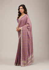 Women's Purple Zariwork Soft Silk Saree