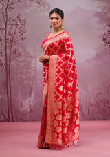 Women's Red Zariwork Georgette Saree