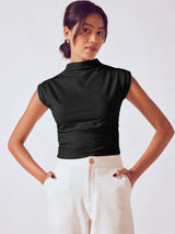 Women's Black High Neck Knit Top