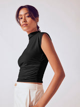 Women's Black High Neck Knit Top