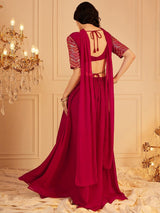 Women's Red Embellished Ready to Wear Lehanga Choli