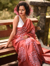 Women's Orange Silk Saree