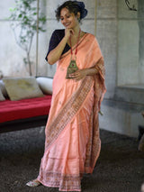Women's Orange Mulberry Silk Saree