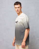 Men's Beige & Grey Batman Graphic Printed Ombre Oversized Tshirt