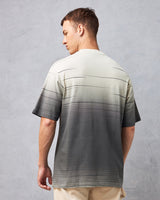 Men's Beige & Grey Batman Graphic Printed Ombre Oversized Tshirt