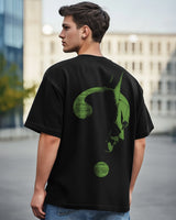 Men's Black Batman Riddle Graphic Printed Oversized Tshirt