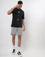Men's Black Casual Oversized Fit Printed Half Sleeves Tshirt