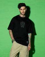 Men's Black Casual Oversized Fit Printed Half Sleeves Tshirt
