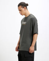 Men's Grey Eternity Graphic Printed Oversized FIt Tshirt